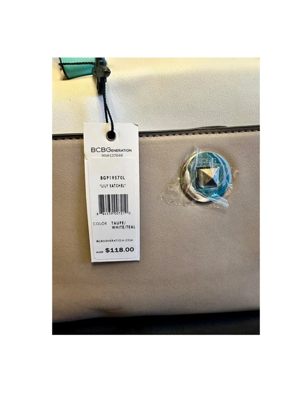BCBGeneration Tan/White Satchel Bag - Picture 2 of 8